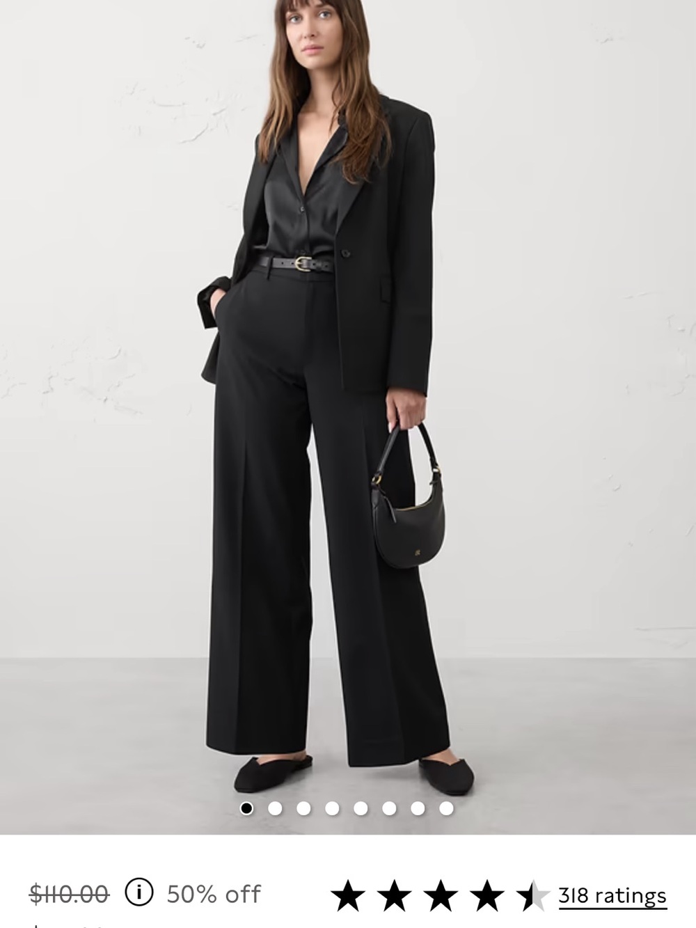 Banana Republic Black High-Rise Wide-Leg Dress Pants petite